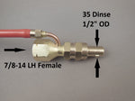 35 Dinse (1/2") Adapter with 5/8"-18 LH Water Fitting for 20 Series TIG Torches