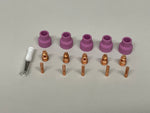 CK24040KIT 20 piece kit for 24 series TIG torch. Includes 5 cups, 5 collets, 5 collet bodies, and 5 pre-ground pieces of ceriated tungsten.
