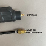 9 Series (125A) Air-Cooled Torch w/25 Dinse, 5/8"-18 RH Gas Fitting, & Gas Valve in Handle