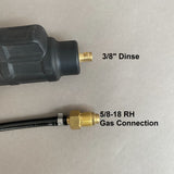 25 Dinse (3/8") Adapter with 5/8"-18 RH Gas Fitting for 9 & 17 Series TIG Torches