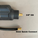 25 Dinse (3/8") Adapter with 9mm Quick Connect/Disconnect Gas Fitting for 9 & 17 Series TIG Torches